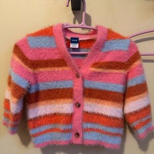 Old Navy Fuzzy Rainbow Stripe Pink Cardigan Size 6-12 Months